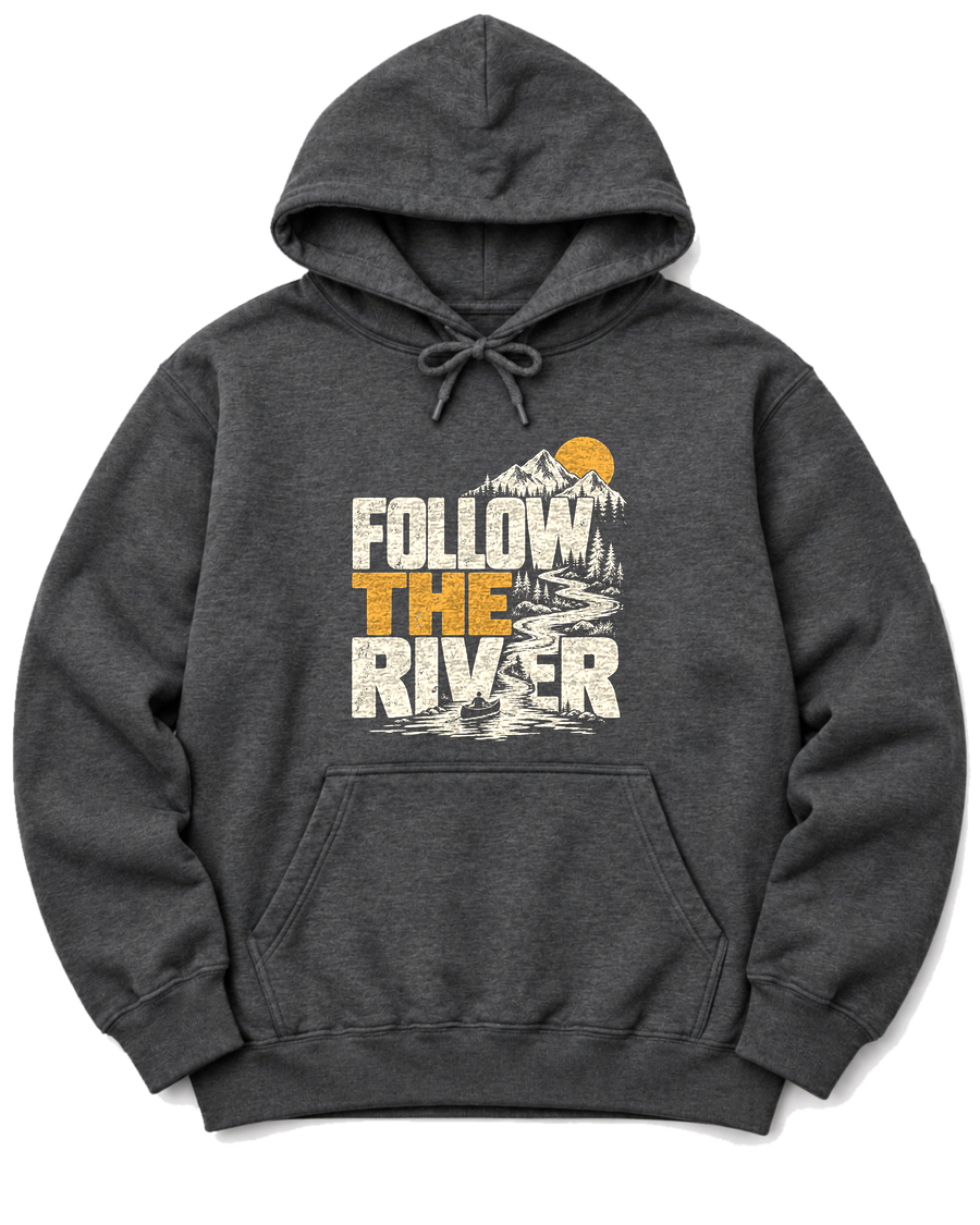 Follow the River Hoodie - Dark Heather