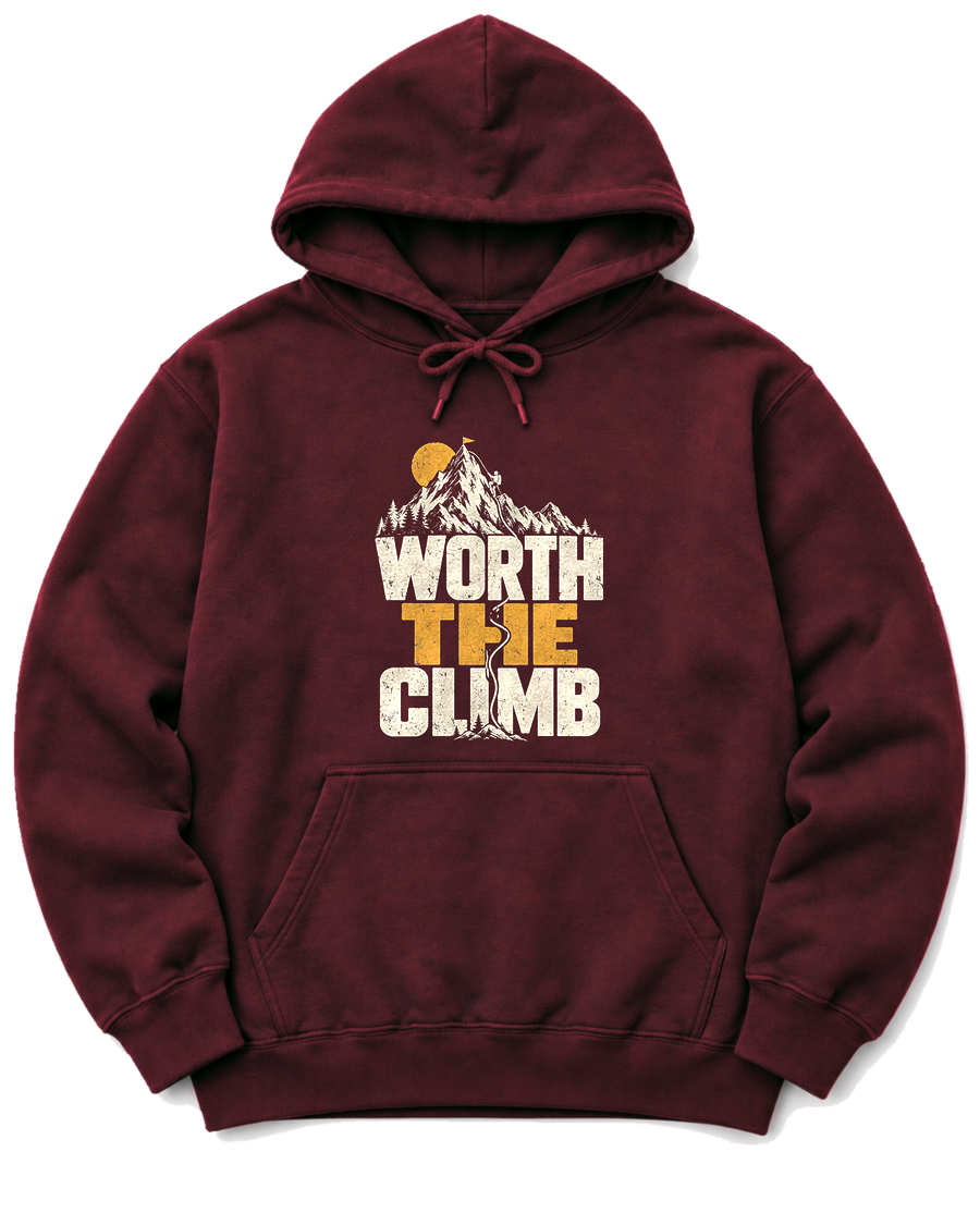 Worth the Climb Summit Flag Hoodie - Maroon