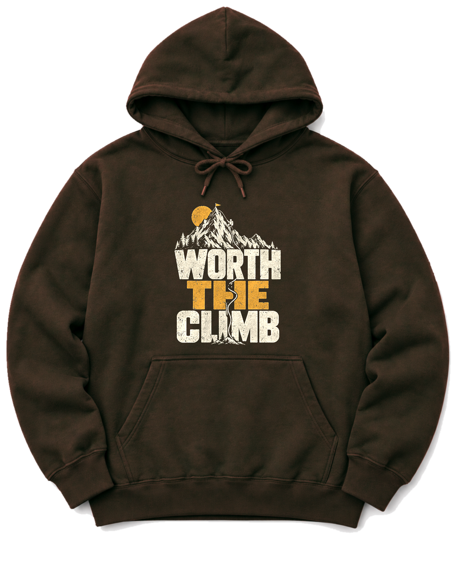Worth the Climb Summit Flag Hoodie - Dark Chocolate