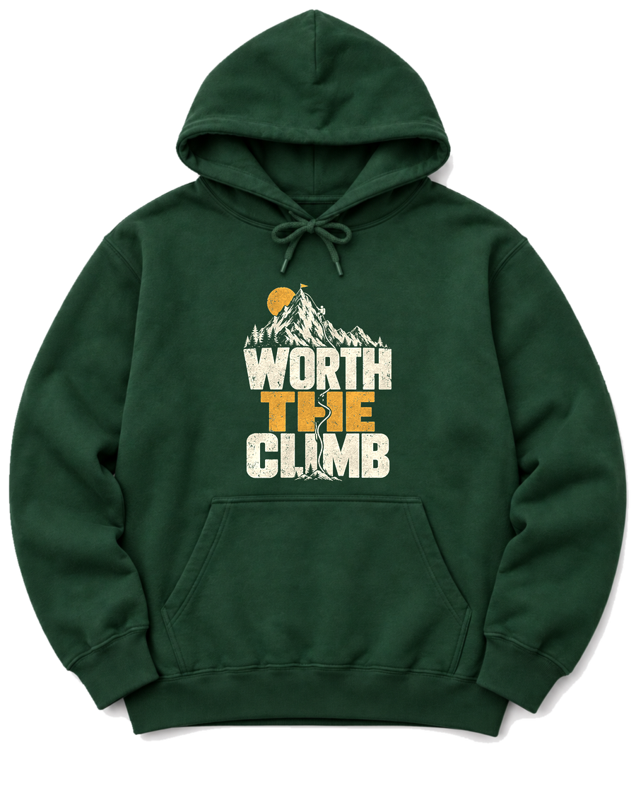 Worth the Climb Summit Flag Hoodie - Forest Green