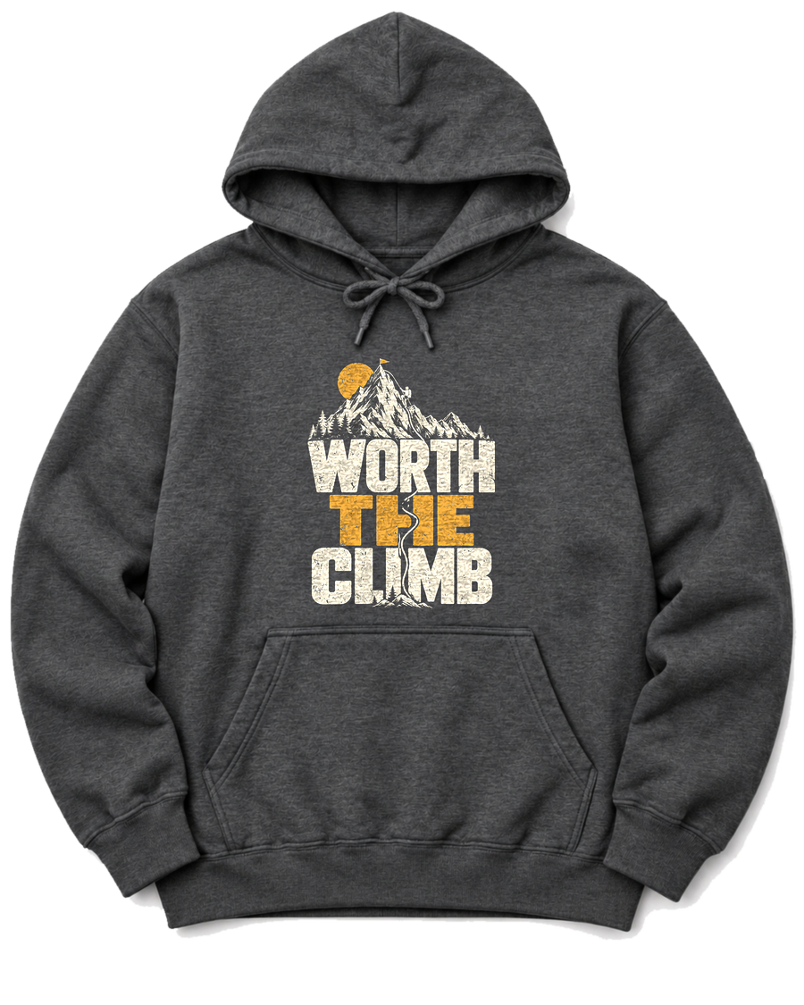 Worth the Climb Summit Flag Hoodie - Dark Heather