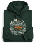 Love Your Lakes Hoodie - Forest Green
