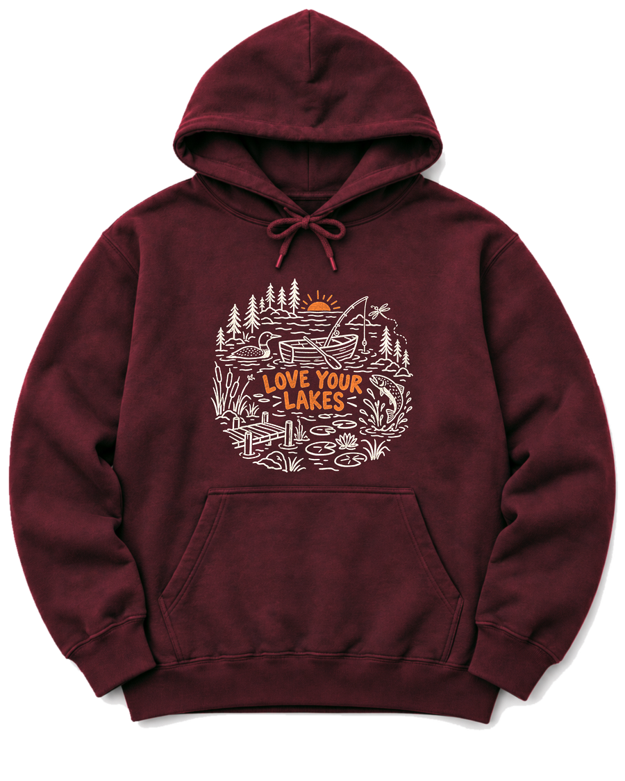Love Your Lakes Hoodie - Maroon
