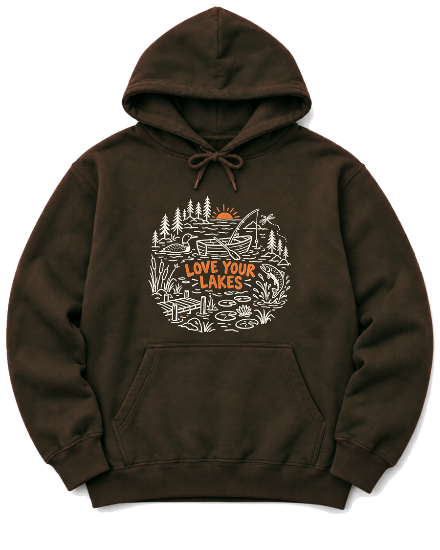 Love Your Lakes Hoodie - Dark Chocolate