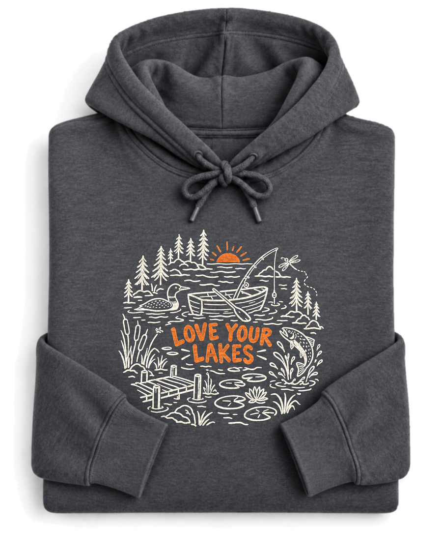 Love Your Lakes Hoodie - Dark Heather