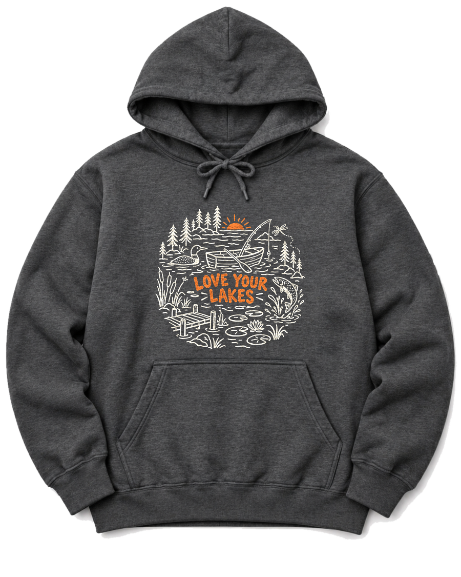 Love Your Lakes Hoodie - Dark Heather