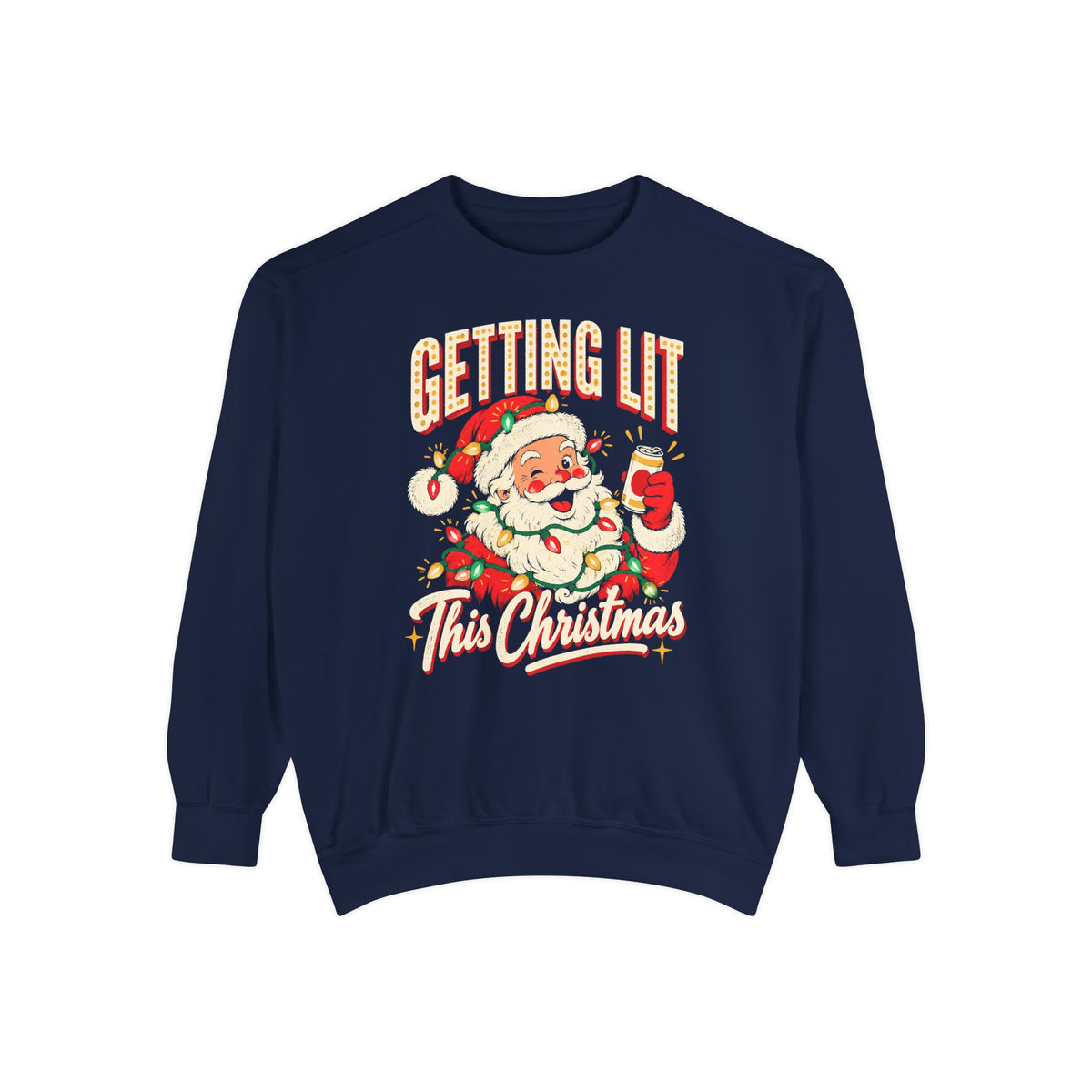 Getting Lit This Christmas Sweatshirt – True Navy