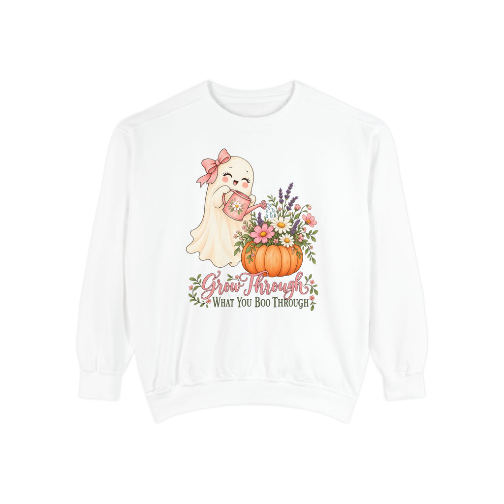 Grow Through What You Boo Through Sweatshirt – White