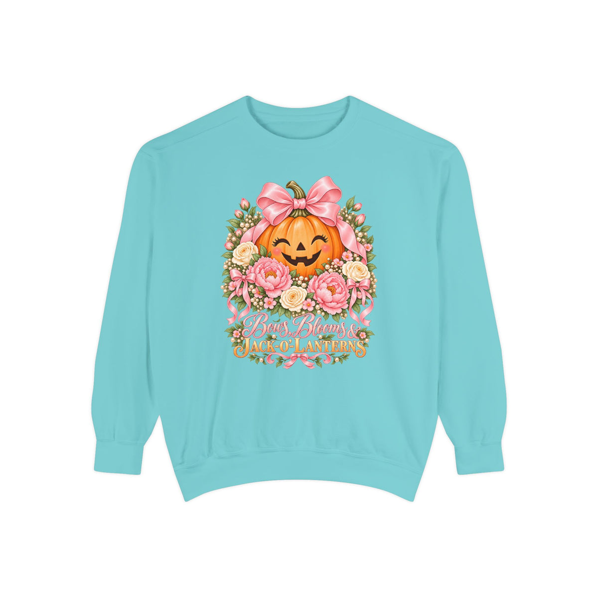 Bows, Blooms & Jack-o'-Lanterns Sweatshirt – Chalky Mint