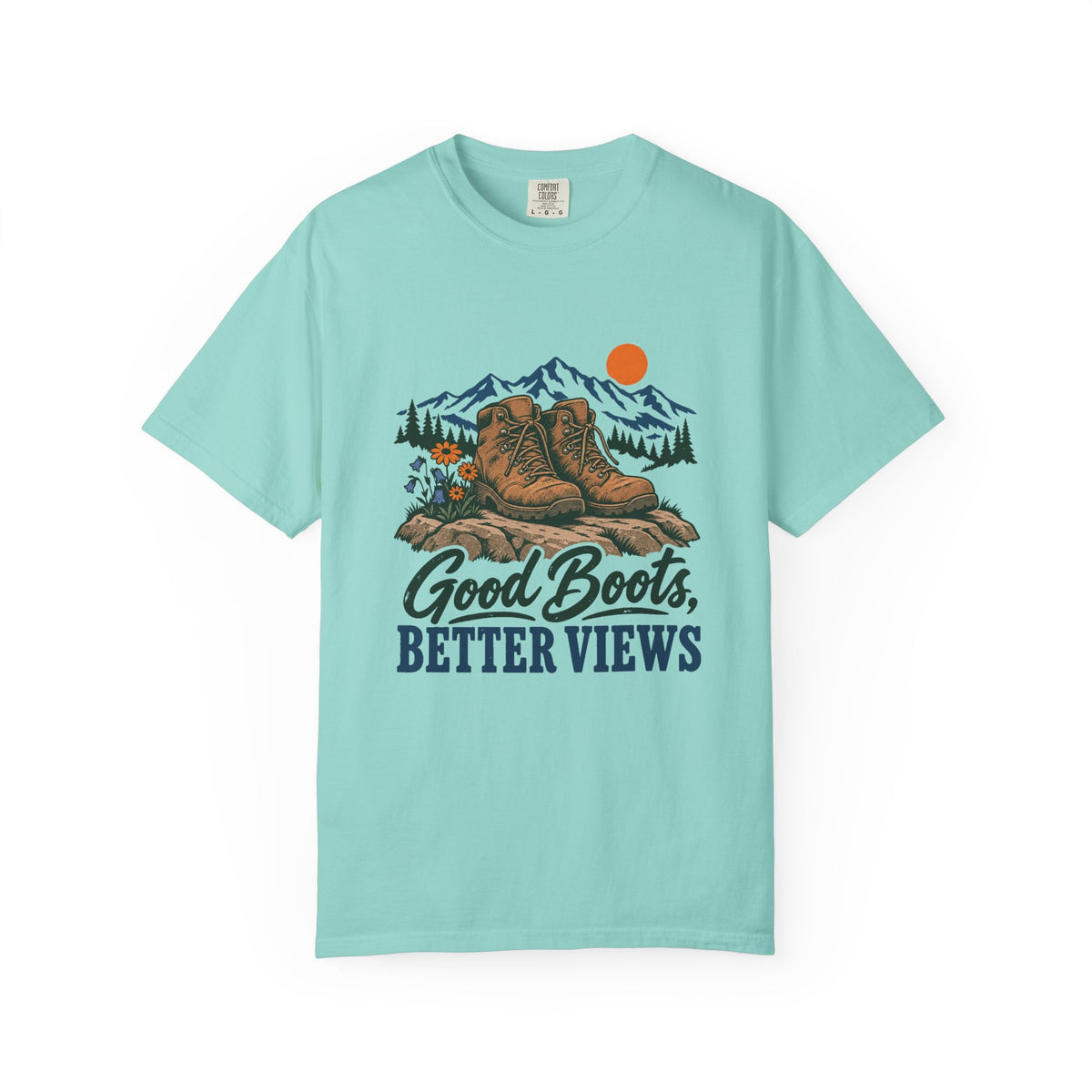 Good Boots, Better Views T-Shirt – Chalky Mint