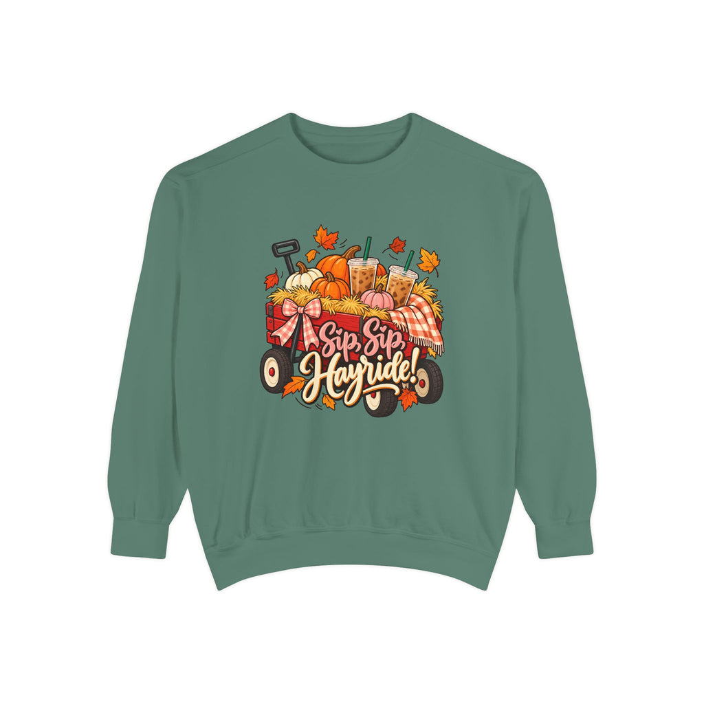 Sip, Sip, Hayride! Sweatshirt – Light Green