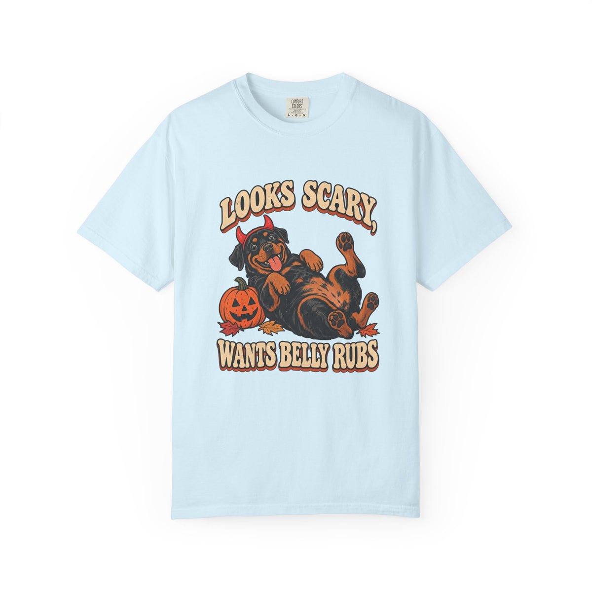 Looks Scary, Wants Belly Rubs T-Shirt – Chambray