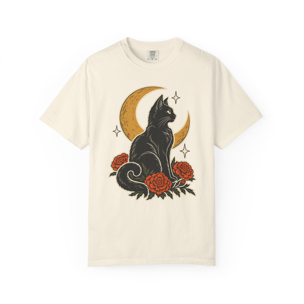 Moonlit Black Cat T-Shirt – Ivory