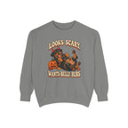 Looks Scary, Wants Belly Rubs Sweatshirt – Grey