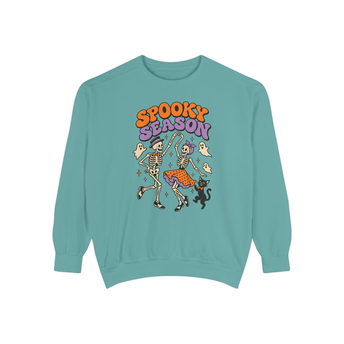 Spooky Season Dancing Skeletons Sweatshirt – Seafoam