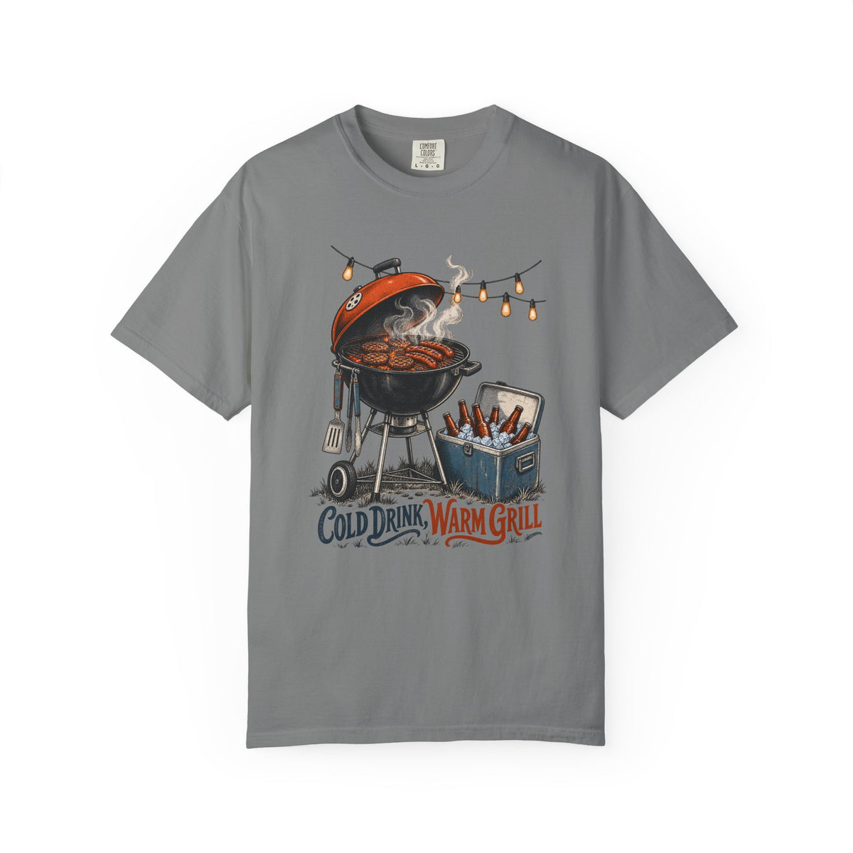 Cold Drink, Warm Grill T-Shirt – Grey