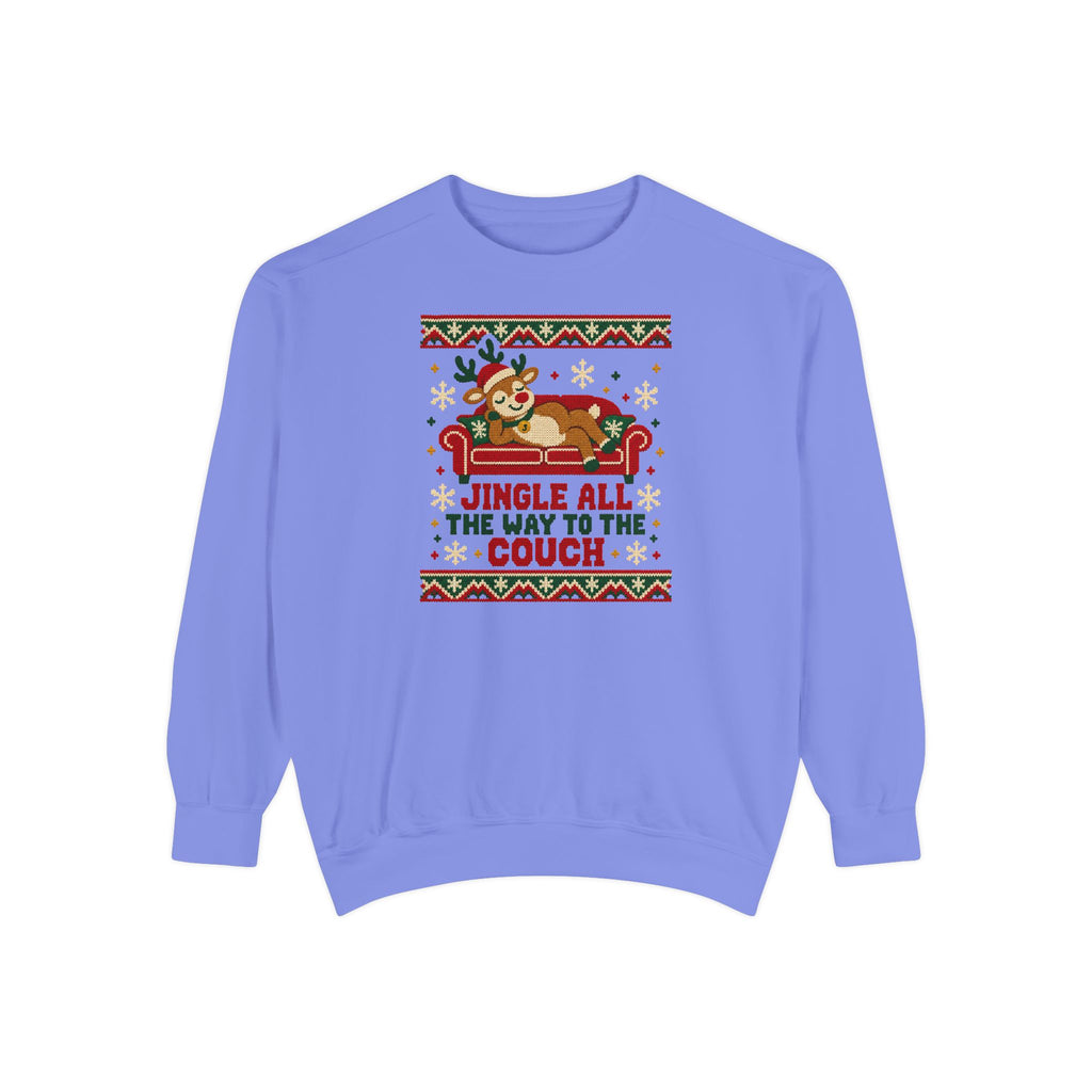 Jingle All the Way to the Couch Ugly Christmas Sweatshirt – Flo Blue