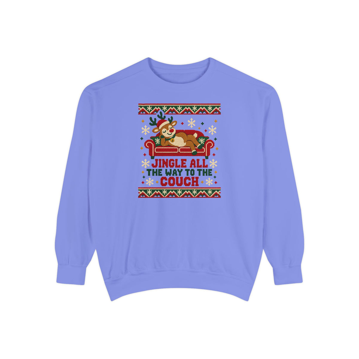 Jingle All the Way to the Couch Ugly Christmas Sweatshirt – Flo Blue