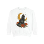 Moonlit Black Cat Sweatshirt – White