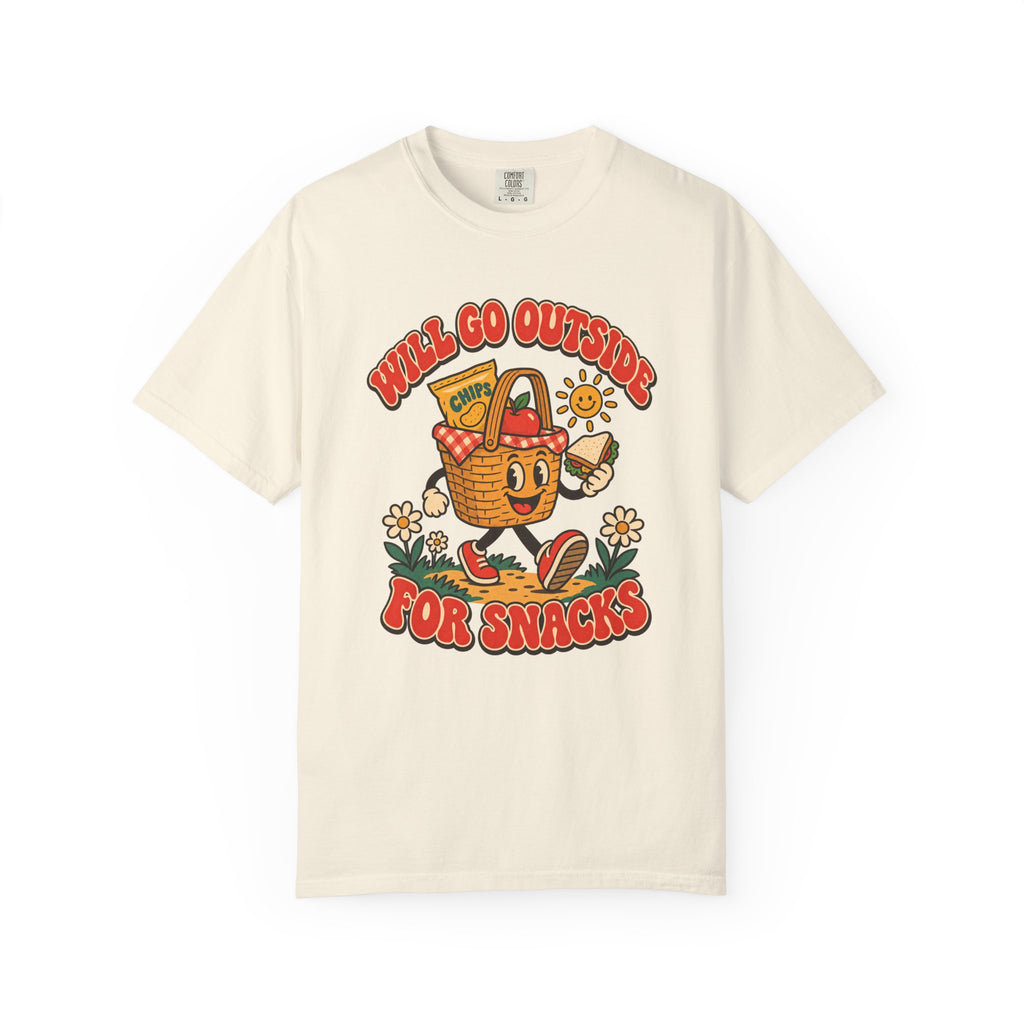 Will Go Outside for Snacks T-Shirt – Ivory