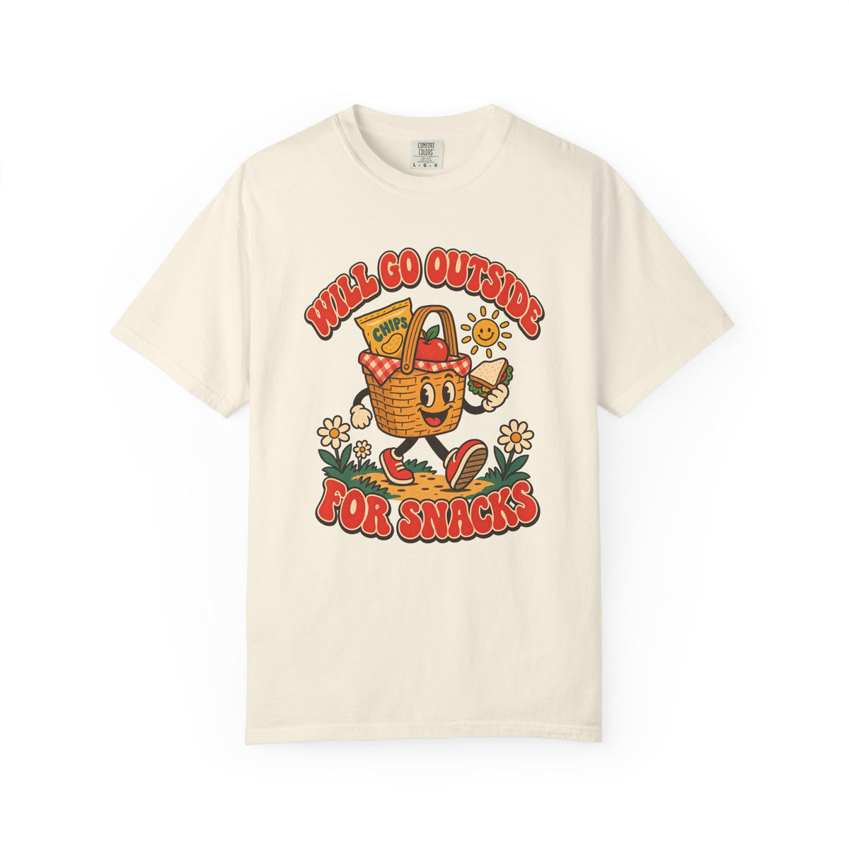 Will Go Outside for Snacks T-Shirt – Ivory