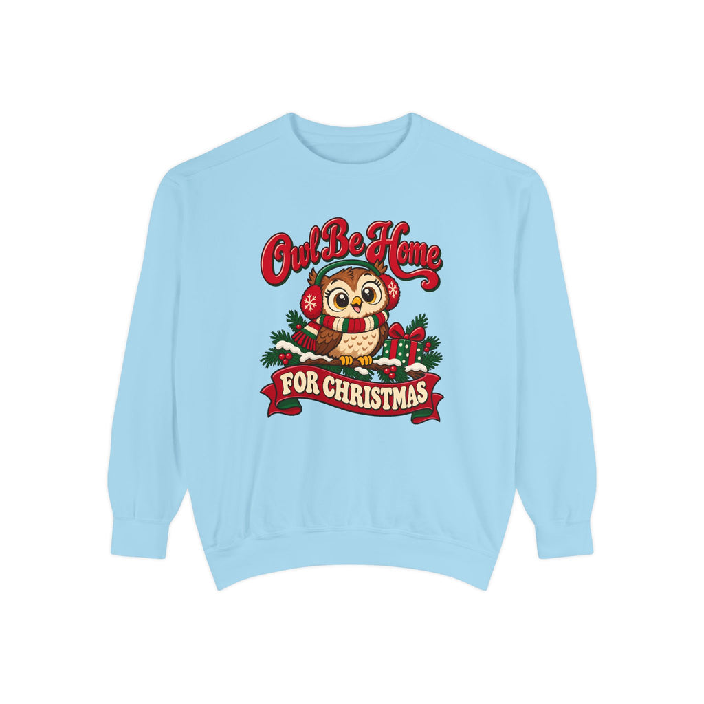 Owl Be Home for Christmas Sweatshirt – Chambray