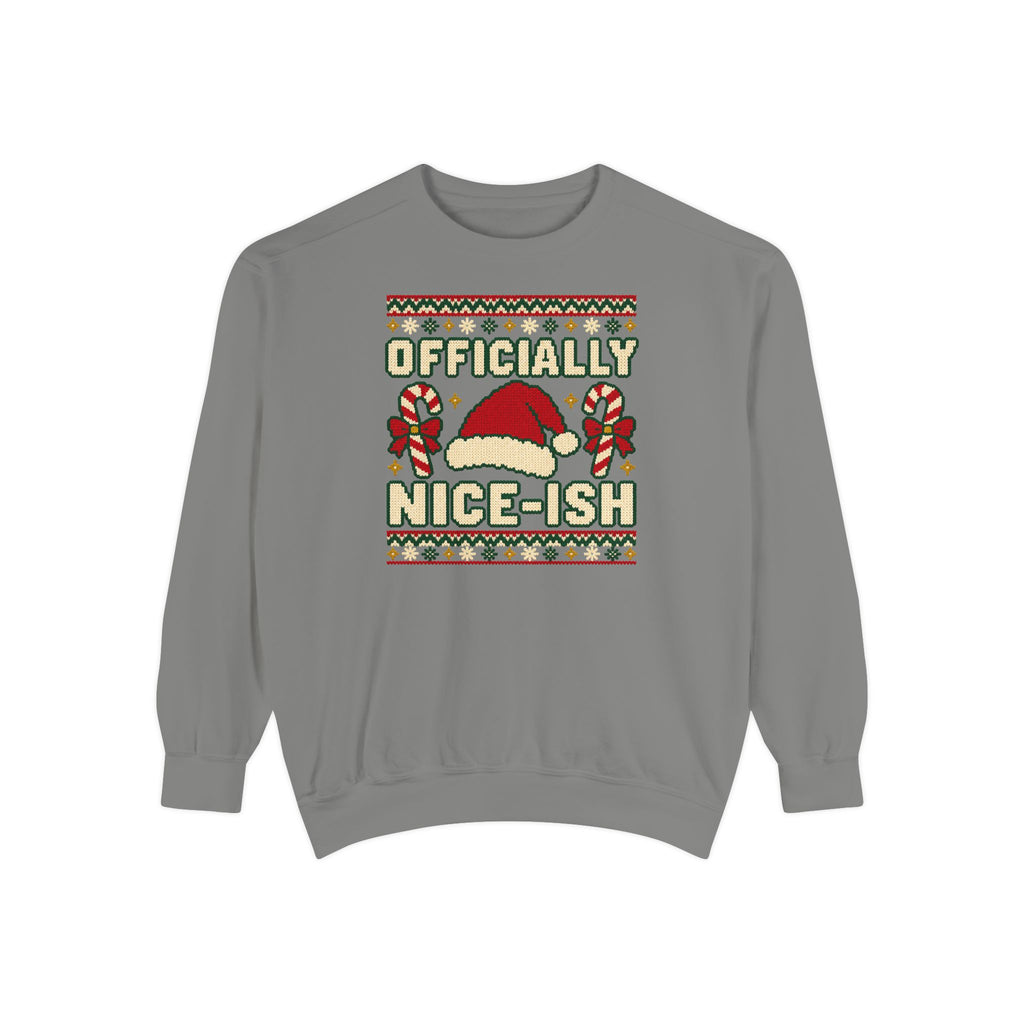 Officially Nice-ish Ugly Christmas Sweatshirt – Grey