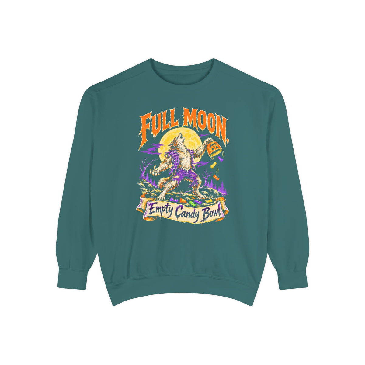 Full Moon, Empty Candy Bowl Sweatshirt – Blue Spruce