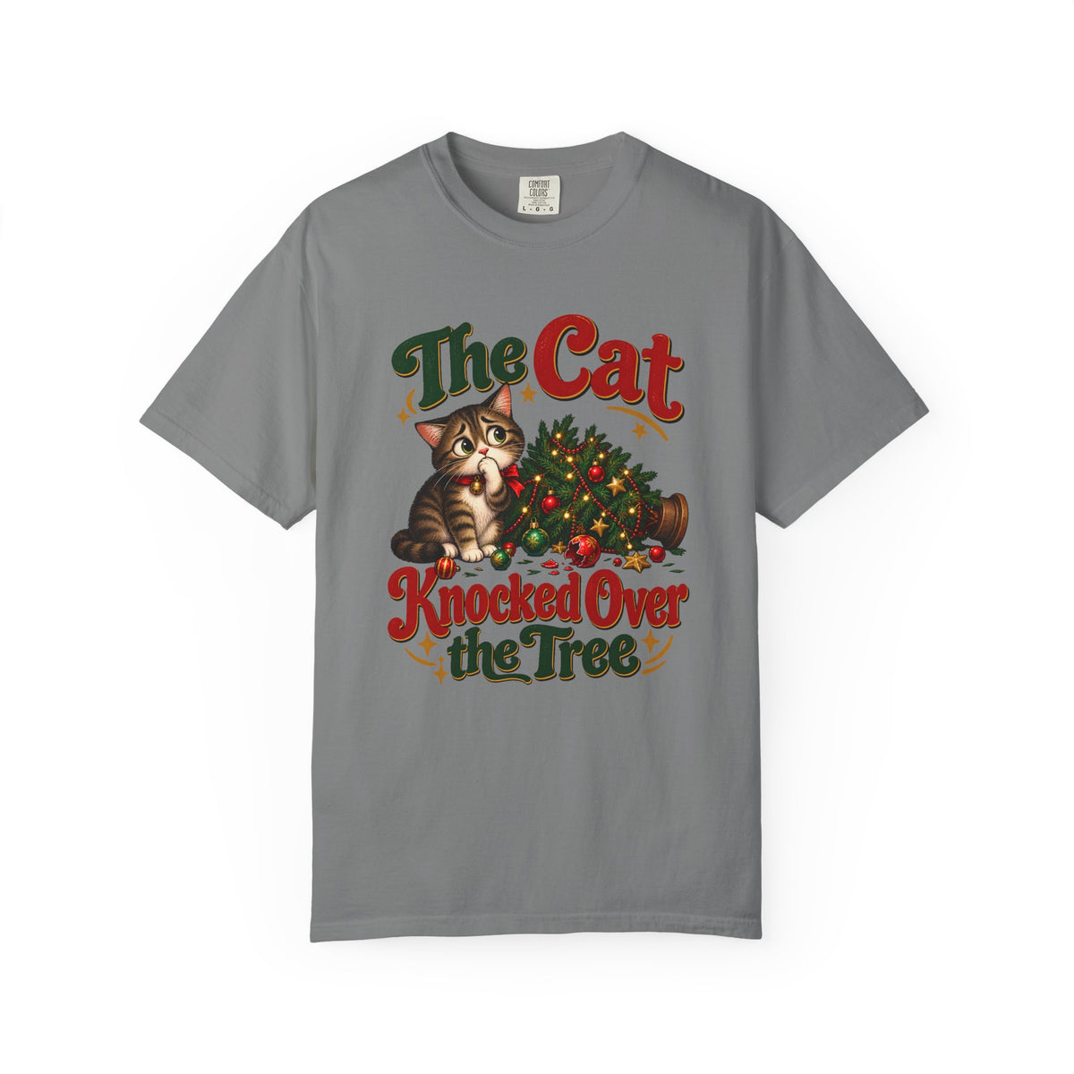 The Cat Knocked Over the Tree T-Shirt – Grey