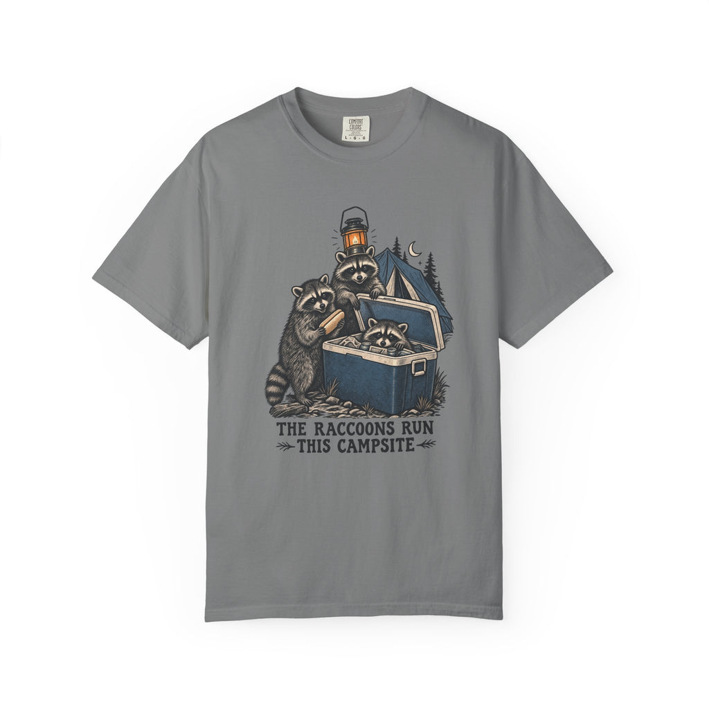 The Raccoons Run This Campsite T-Shirt – Grey