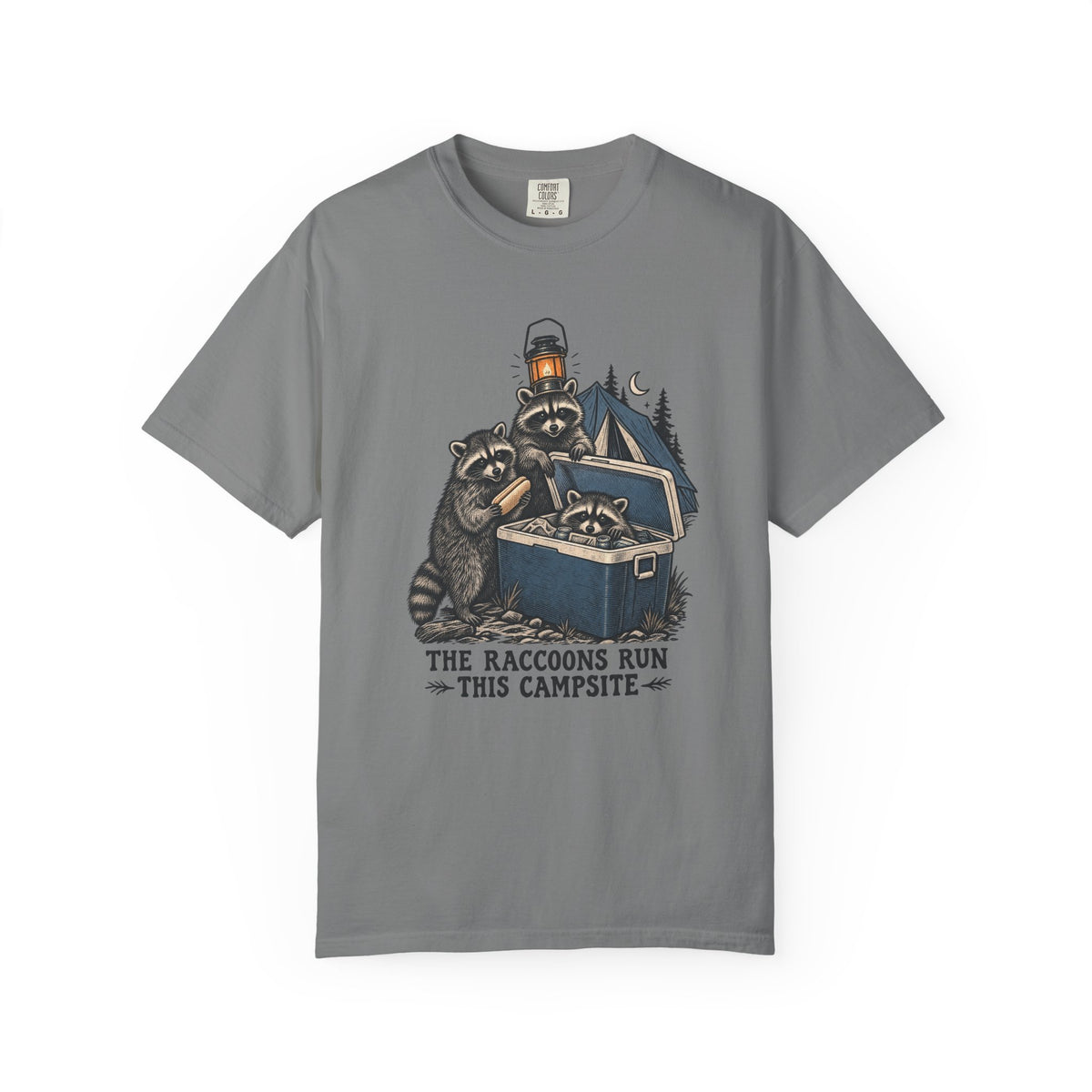 The Raccoons Run This Campsite T-Shirt – Grey