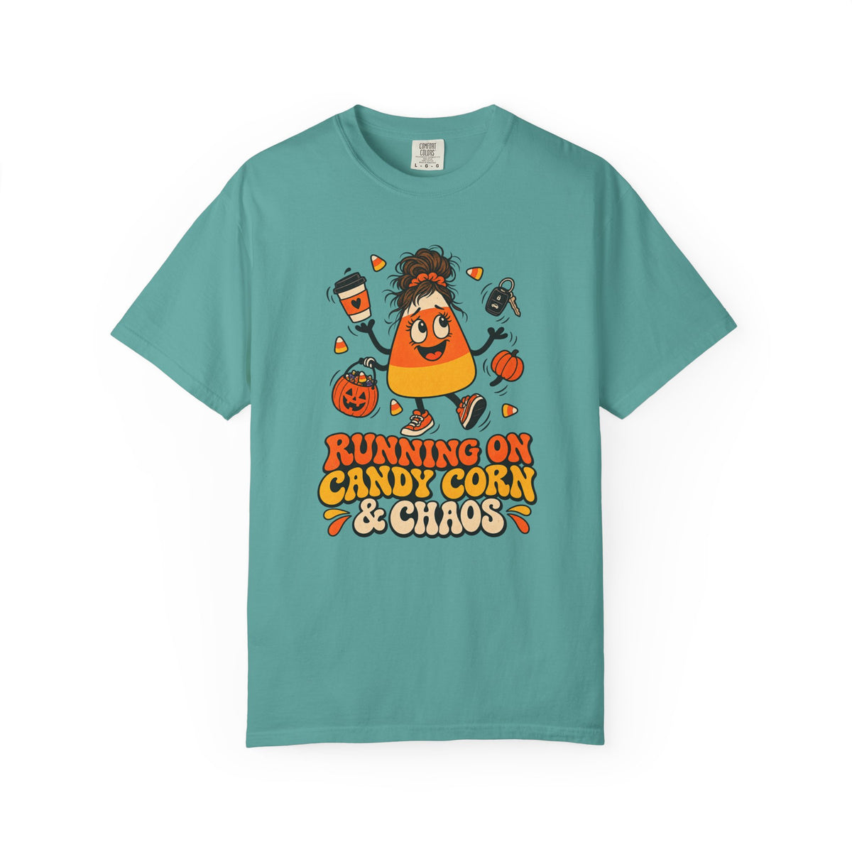 Running on Candy Corn and Chaos T-Shirt – Seafoam