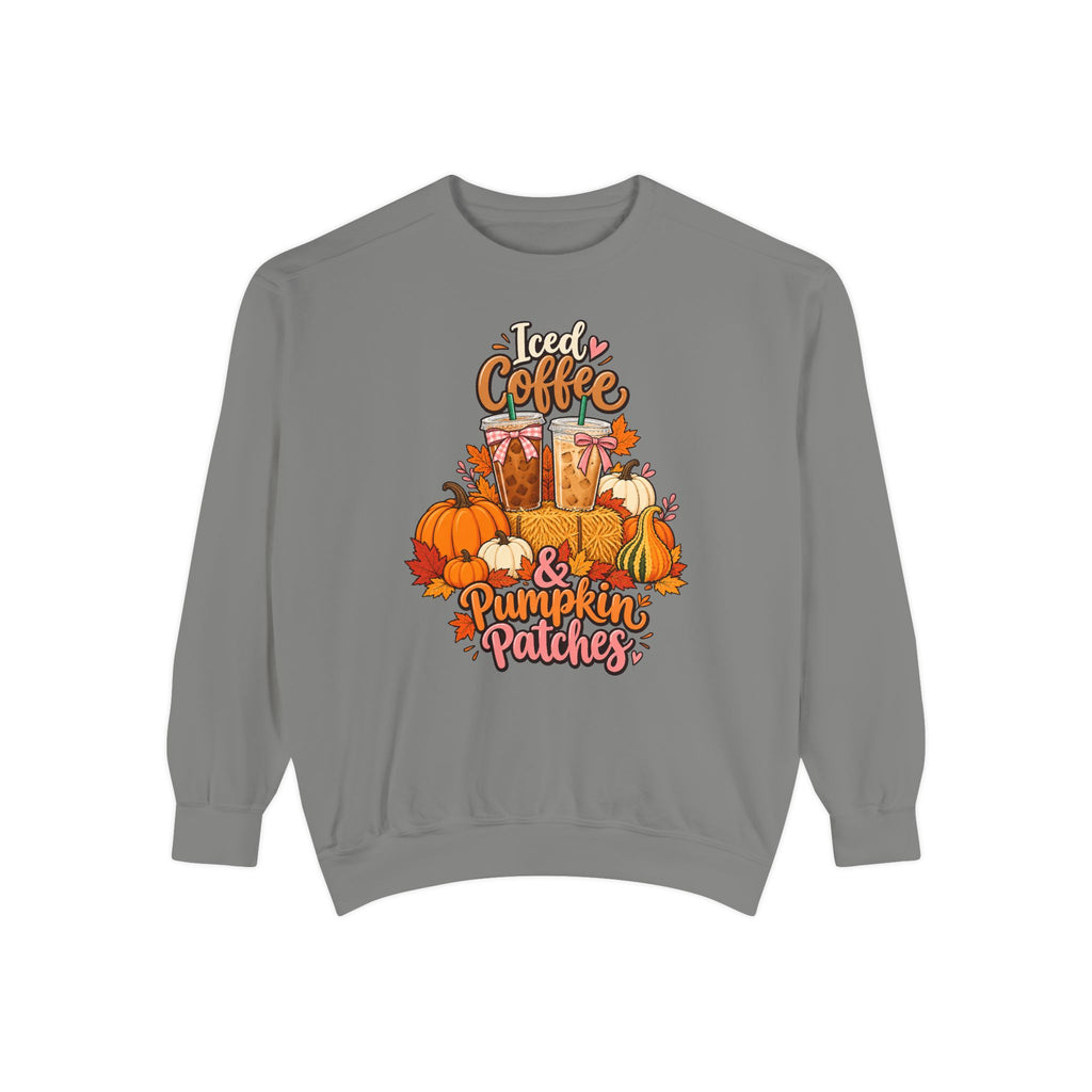 Iced Coffee & Pumpkin Patches Sweatshirt – Grey