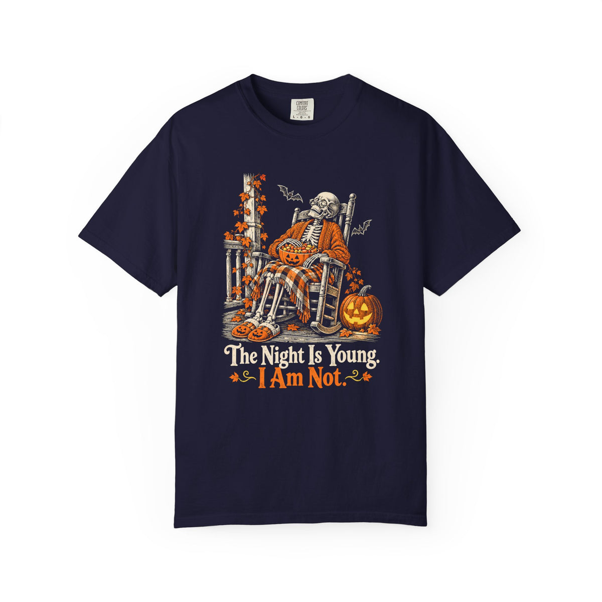 The Night Is Young. I Am Not. T-Shirt – True Navy