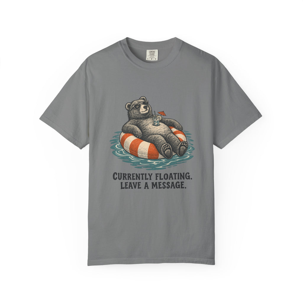 Currently Floating. Leave a Message. T-Shirt – Grey