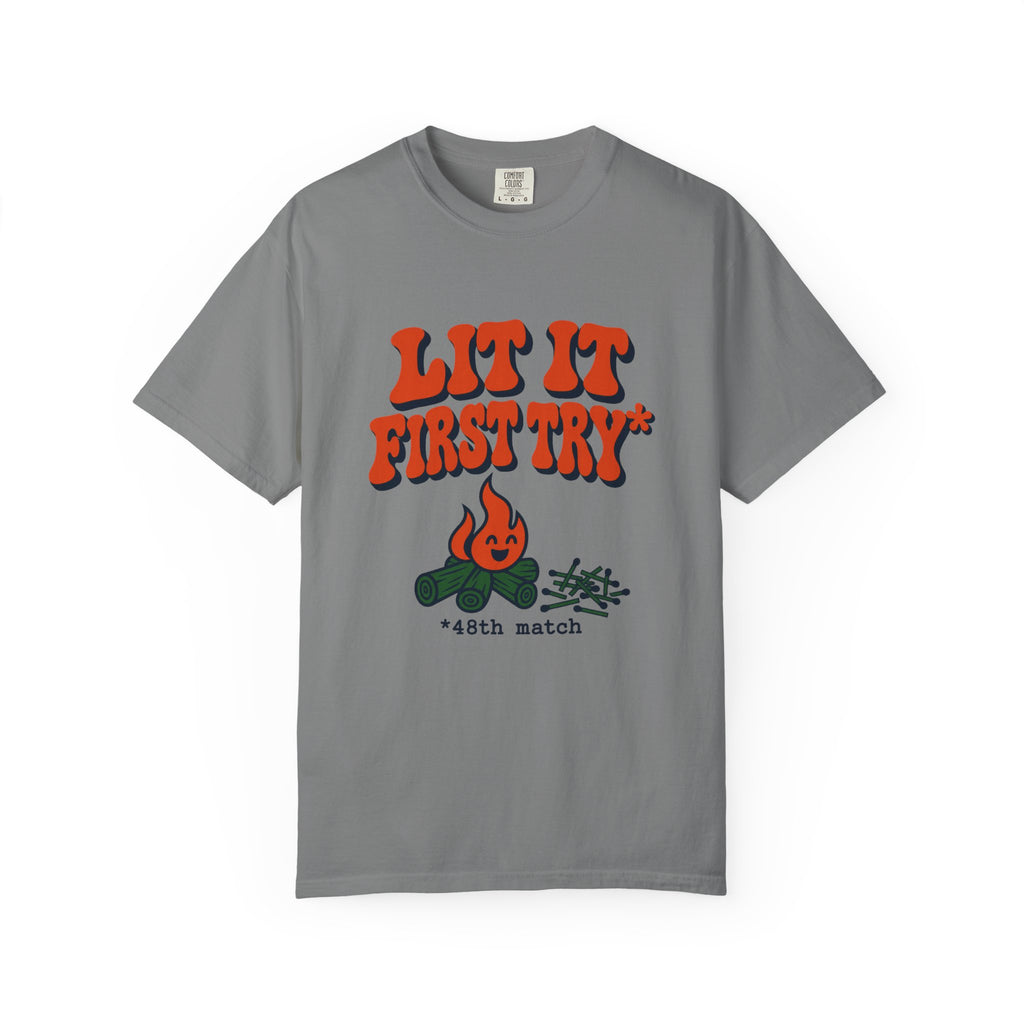 Lit It First Try T-Shirt – Grey