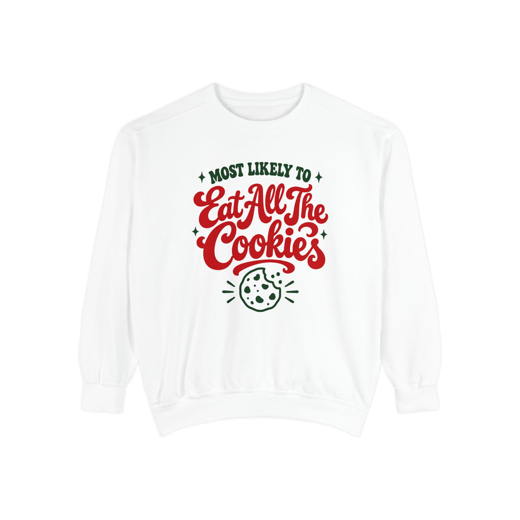 Most Likely To Eat All The Cookies Sweatshirt – White
