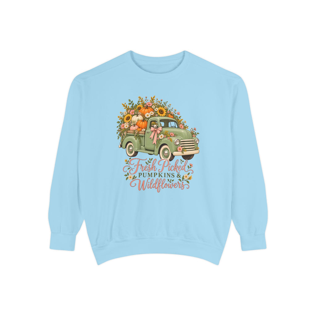 Fresh Picked Pumpkins & Wildflowers Sweatshirt – Chambray