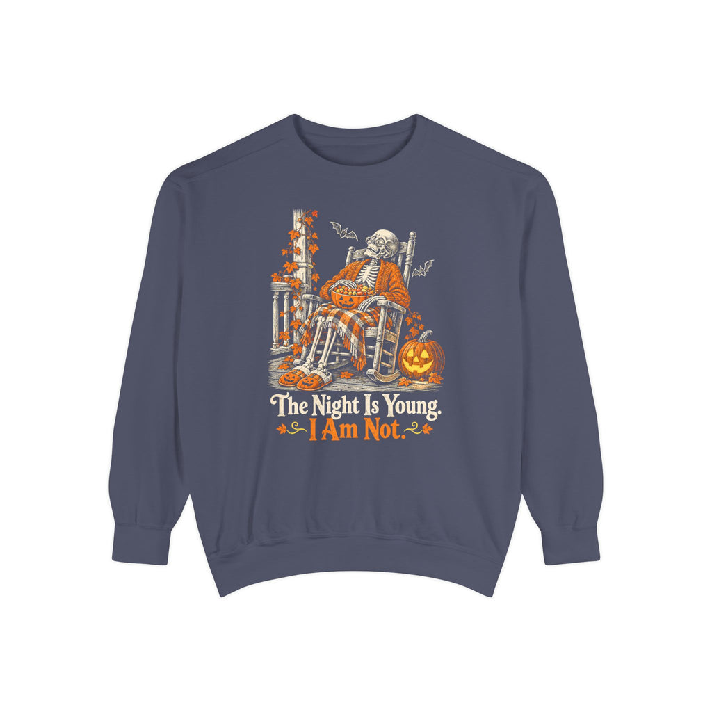 The Night Is Young. I Am Not. Sweatshirt – Denim