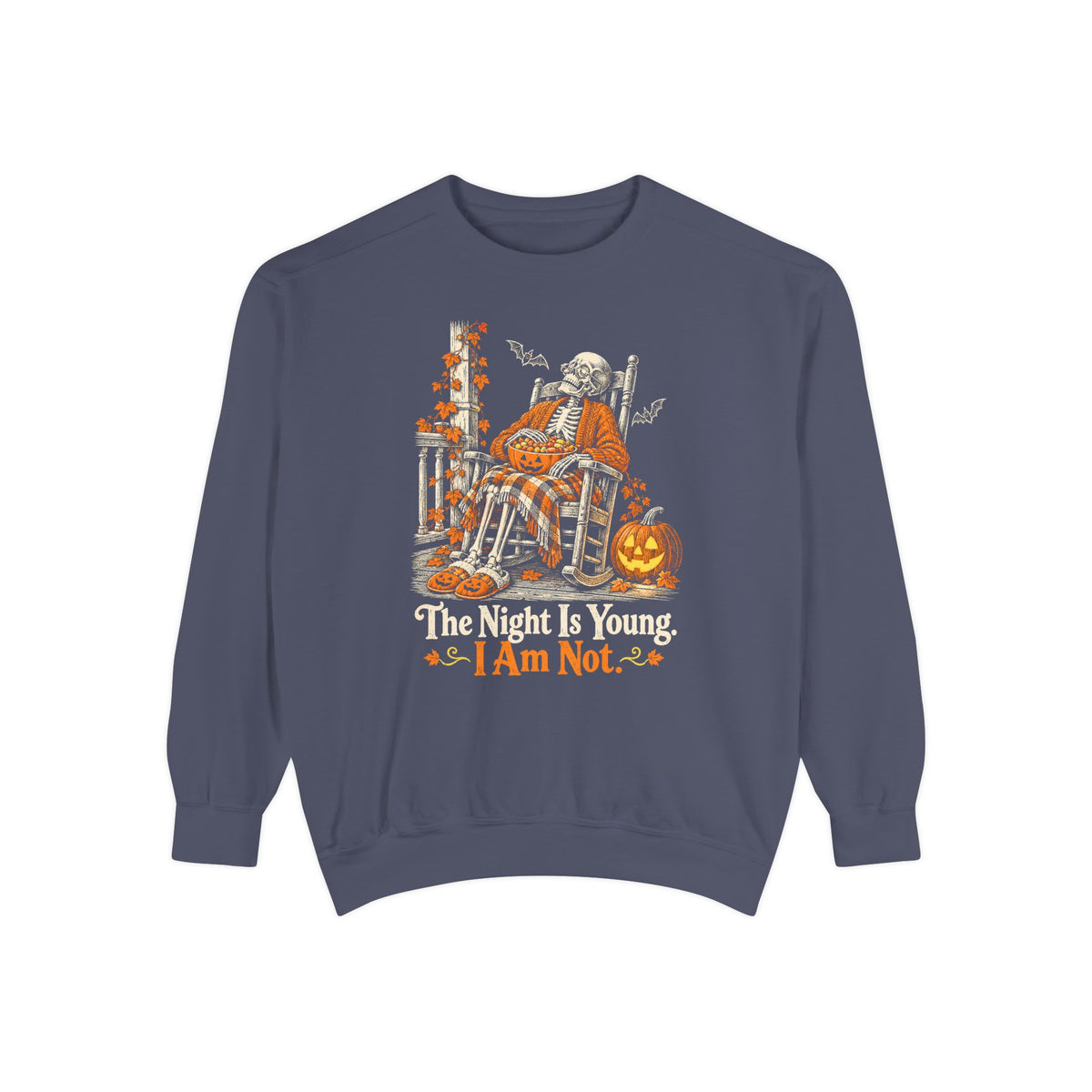 The Night Is Young. I Am Not. Sweatshirt – Denim