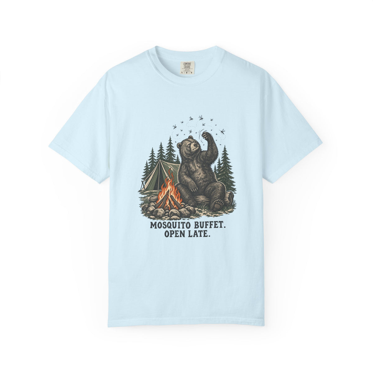 Mosquito Buffet. Open Late. T-Shirt – Chambray