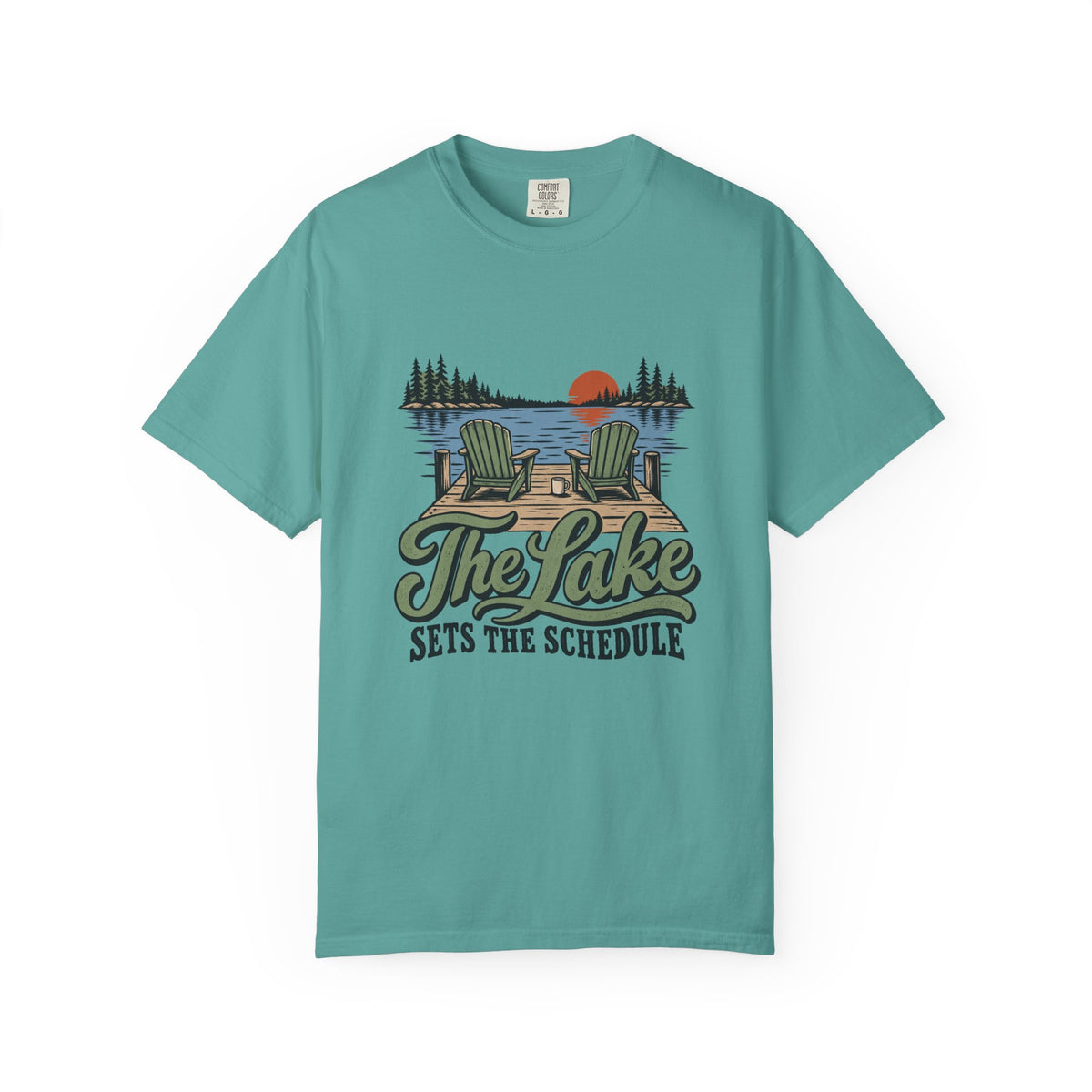 The Lake Sets the Schedule T-Shirt – Seafoam