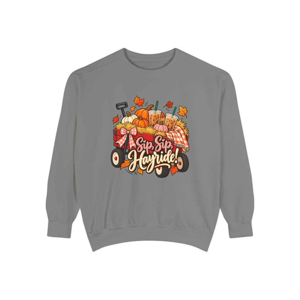 Sip, Sip, Hayride! Sweatshirt – Grey