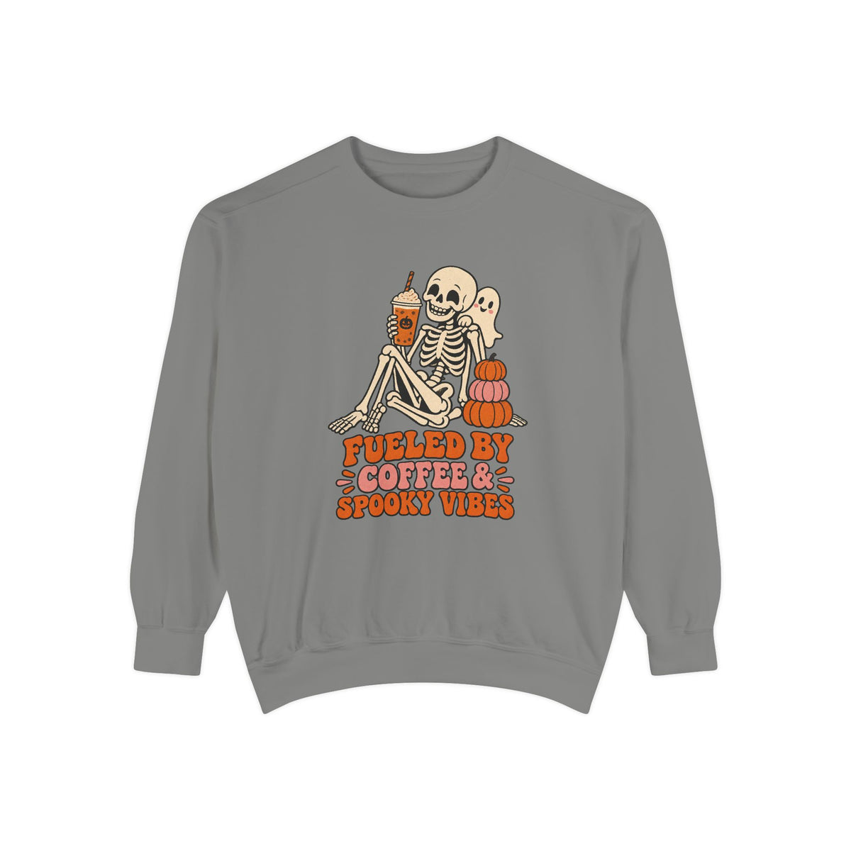 Fueled by Coffee & Spooky Vibes Sweatshirt – Grey