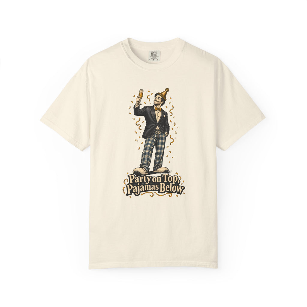 Party on Top, Pajamas Below T-Shirt – Ivory