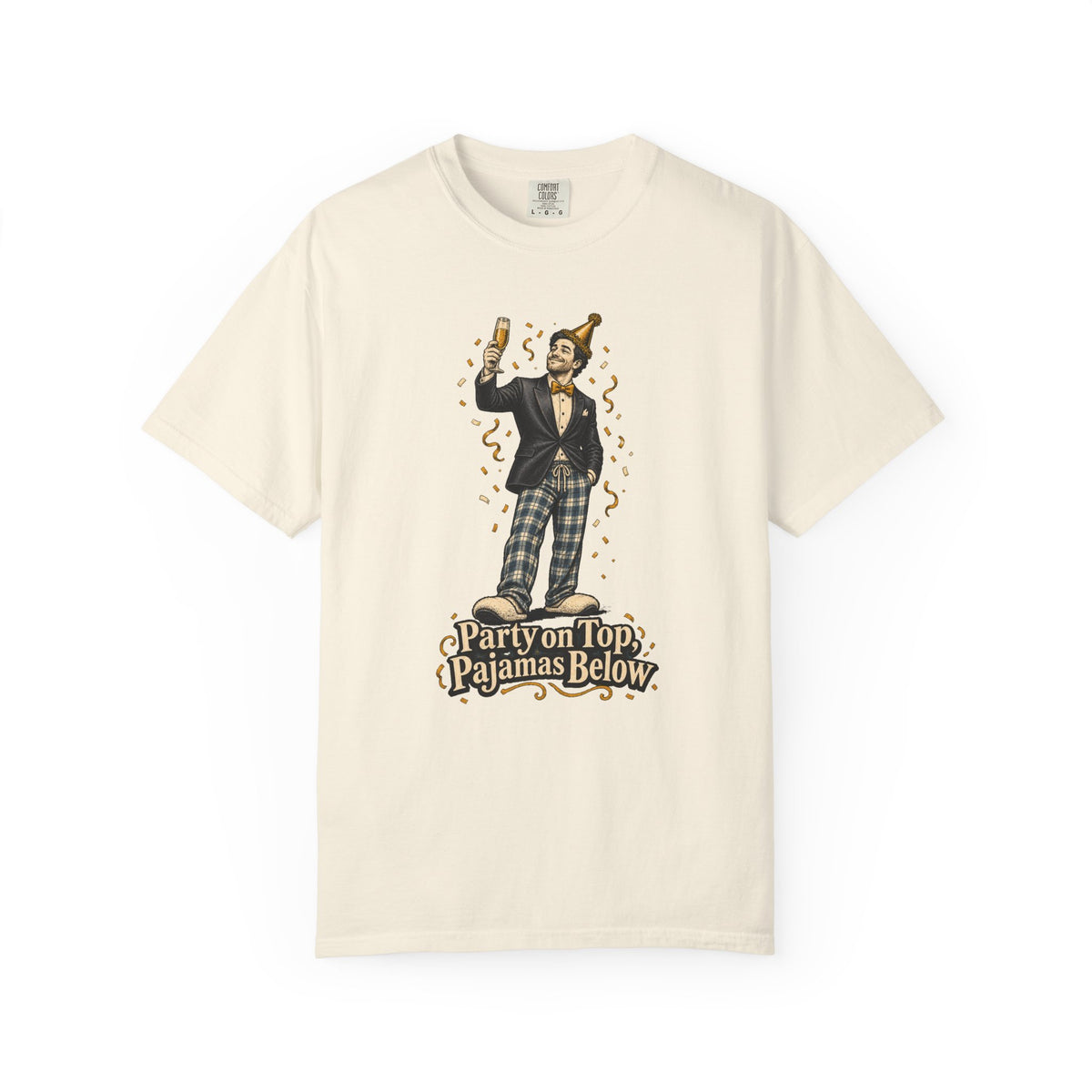 Party on Top, Pajamas Below T-Shirt – Ivory