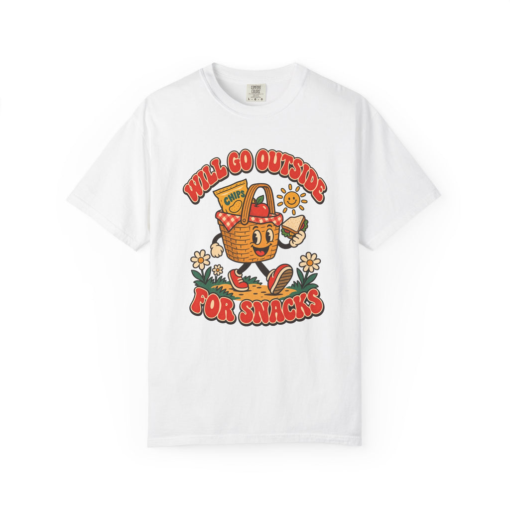 Will Go Outside for Snacks T-Shirt – White