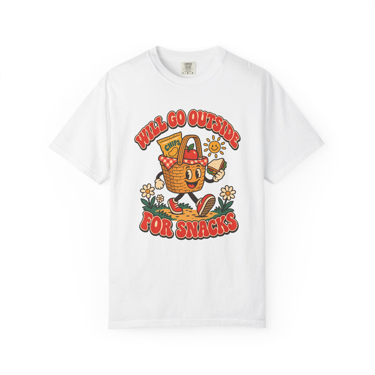 Will Go Outside for Snacks T-Shirt – White