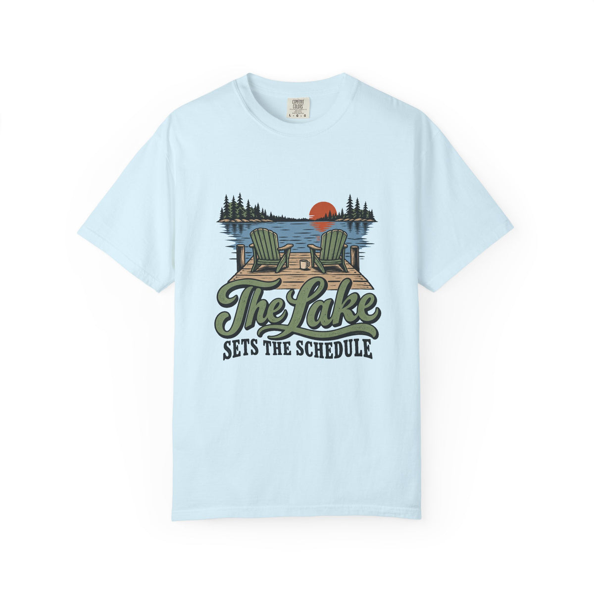 The Lake Sets the Schedule T-Shirt – Chambray