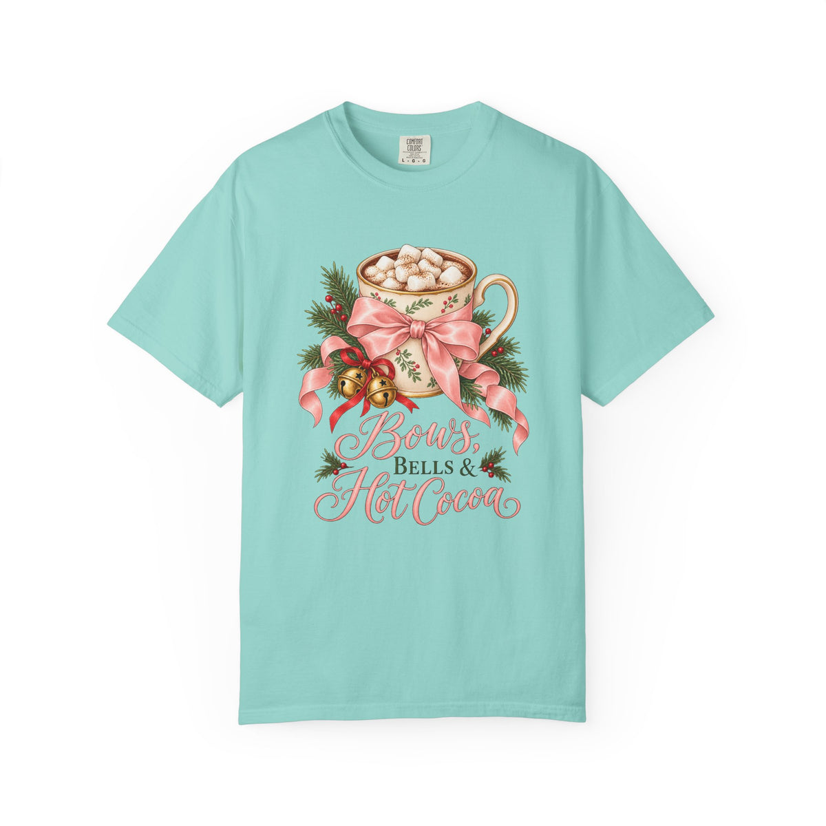 Bows, Bells & Hot Cocoa T-Shirt – Chalky Mint